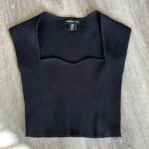 Black Ribbed Sleeveless Top